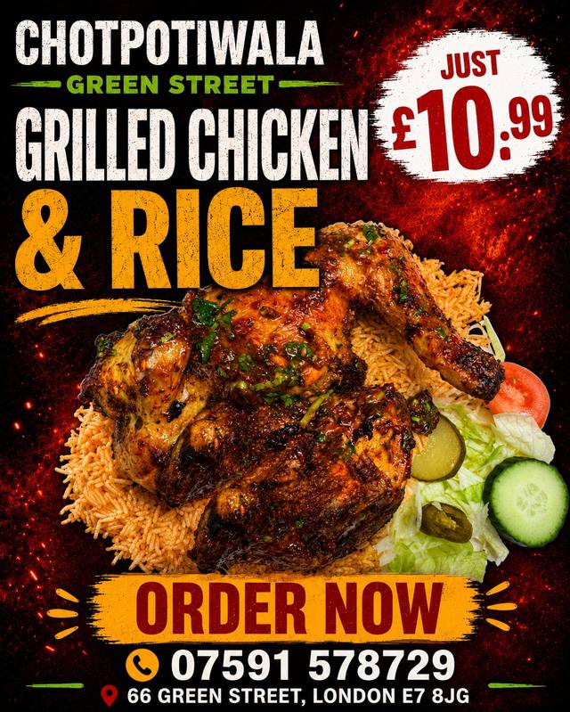 Grilled chicken and rice deal poster